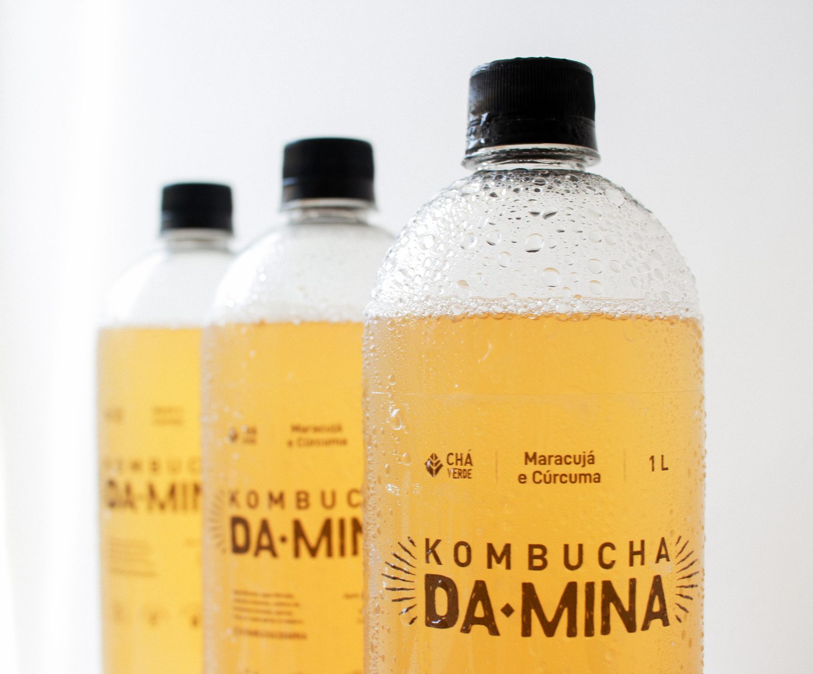 Linha de garrafas da Kombucha da Mina